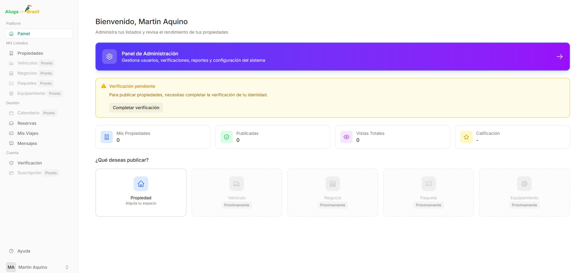 Panel completo para anfitriones