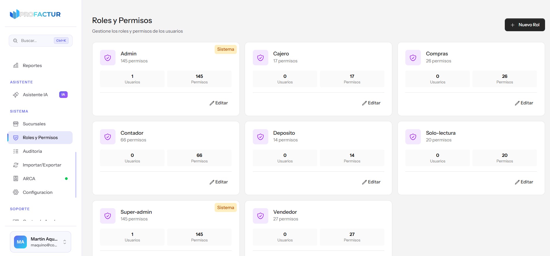 Control total con roles y permisos